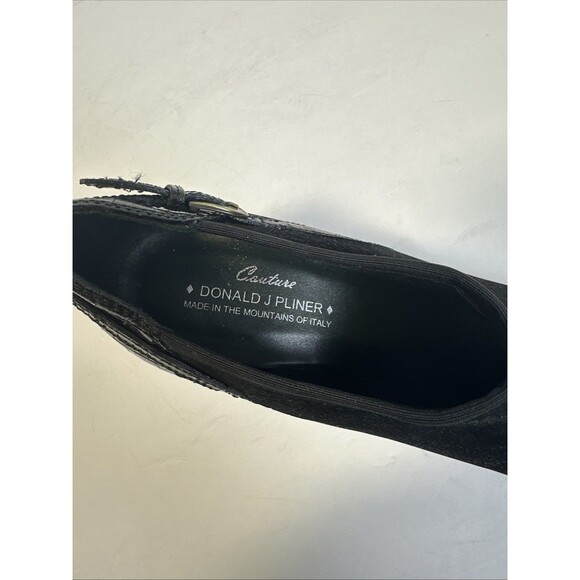 Donald Pliner Women's Black Suede/leather Pointed Toe Heel Ankle Boots  Size 9.5 - Picture 14 of 15